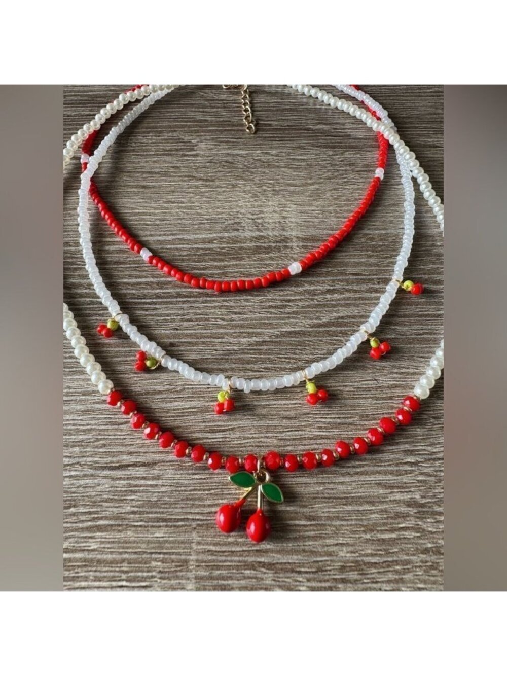 Cherry Charm Necklace Set A1230 - Picture 4 of 5